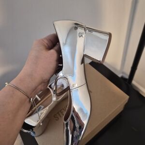 Steve Madden Metallic Silver Block Heels